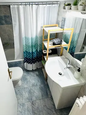 a bathroom with a sink and a toilet and a shower at Gaia Casa Athens in Athens