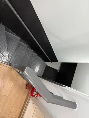 a skateboard sitting on the floor in a room at Studio in the heart of the city in Athens