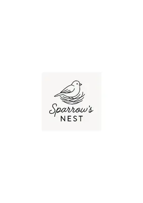 a bird logo with the title logo for a seafood restaurant at Sparrow s nest in Koropíon
