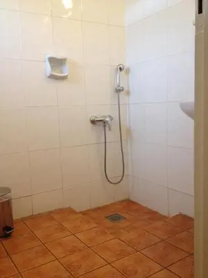 a bathroom with a shower with a shower head at Aegli Hotel in Athens