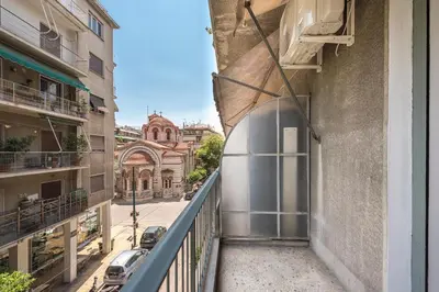 a view from the balcony of a building at Veni Acropolis Museum 2Bd Apt in Athens