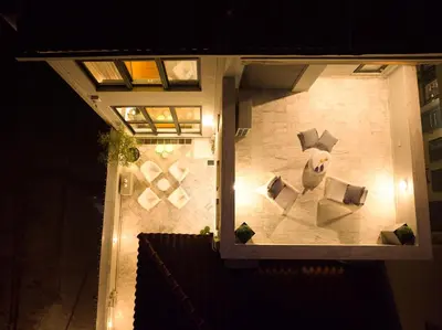 a view of a building with a snowman in the middle at Ma Maison No9 Downtown Villa,Jacuzzi,5bdrs,Parking in Athens