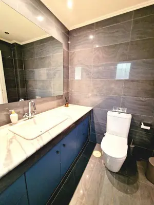 a bathroom with a white toilet and a sink at Ethea in Anavissos