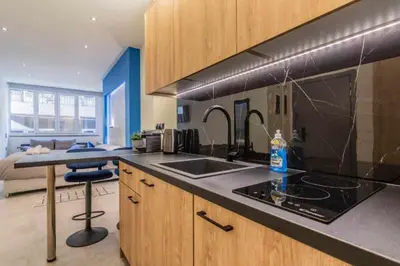 a kitchen with a sink and a counter top at Luxurius Studio Near Plaka & Acropolis 4 in Athens