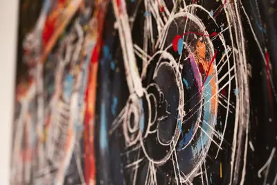 a wall with many different types of art on it at Syntagma square 25sqm Cozy studio in Athens