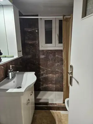 a bathroom with a sink and a shower at Apartment in Athens in Athens
