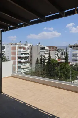 a view from the balcony of a building at Athenean Coastal Getaway in Athens