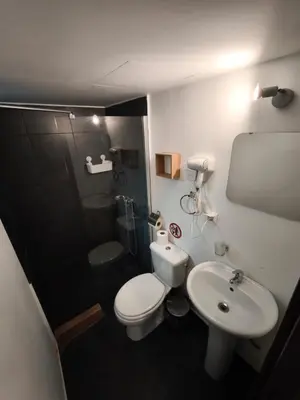 a small bathroom with a toilet and a sink at Athens Commercial Premium in Athens