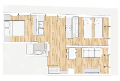 a floor plan of a house at 4th Floor Bright 2BR Retreat Near Acropolis in Athens