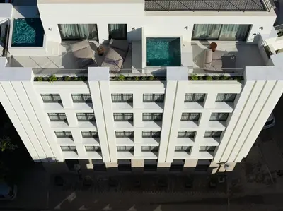 an overhead view of a building with windows at Bellén Athens Ηotel in Athens
