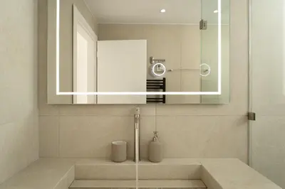 a bathroom with a sink and a mirror at Metro Acropolis, 117sqm luxury 3BDR, SuperViewAthens in Athens