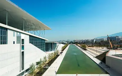 a view from the roof of a building with a green canal at Athens Riviera City Escape in Athens