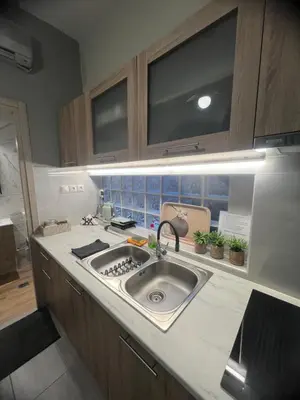 a kitchen with a sink and a counter top at Μοντέρνο στούντιο στη δάφνη in Athens