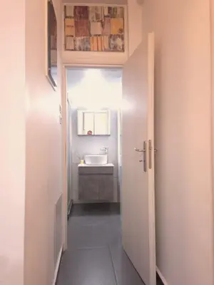 a small bathroom with a sink and a toilet at City Harmony Flat in Athens