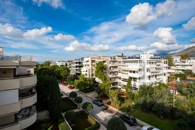 an aerial view of a city with buildings at Sea and City Voula Suite by First Class Properties in Athens