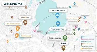 a map of the walking map of san francisco at Romantic Garden Central Rooftop Gym Fast Wifi in Athens