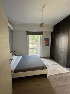 a bedroom with a bed and a large window at Spacious sunlit 3bd flat,2 bathroom best location! in Athens