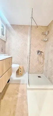 a bathroom with a shower and a sink at Best Stay Athens Metro in Athens