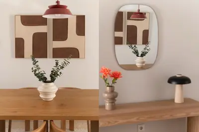 a table with a vase on it and a mirror at Chalandri Bright 2BR Apartment by UPSTREET in Athens