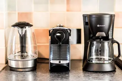 a coffee maker and a blender on a counter at Urban Piraeus, Apartment No 2 in Piraeus