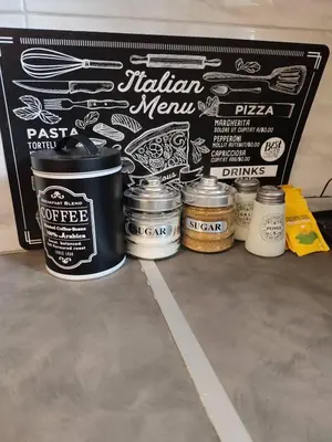 a box of different types of food on a shelf at By the wave luxurious studios in Piraeus