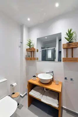 a bathroom with a sink and a toilet at Hidden Paradise at Kolonaki in Athens