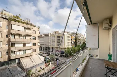 an apartment balcony with a view of a city at Nea Smyrni 1 BDRM - Links To City Center by ΜΡS in Athens