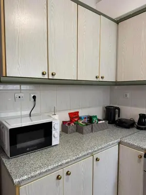 a kitchen with a microwave on a counter at Bakopoulos resort στο Μπουρνάζι in Athens