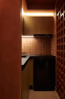 a small kitchen with a stove and a dishwasher at V13 Boho Suite in Athens