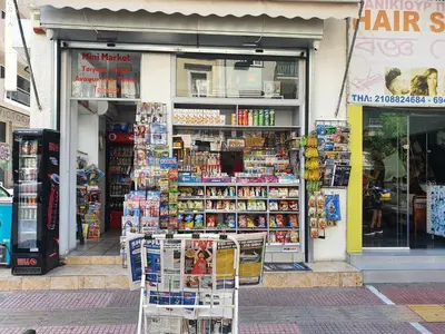 a store front of a store with books and magazines at Pedion Areos Park 4 Center 4 in Athens