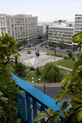 a view of a city from a balcony at Hotel Katerina in Athens