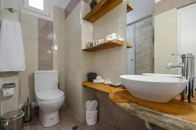 a bathroom with a sink and a toilet at Casa D'Irene Apartments in Athens in Athens