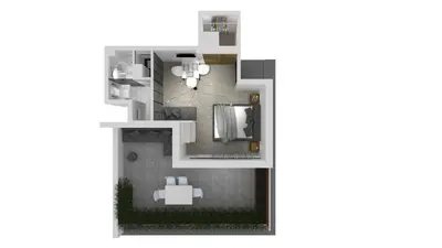 a rendering of a floor plan of a house at Athens View Loft - 02 in Athens