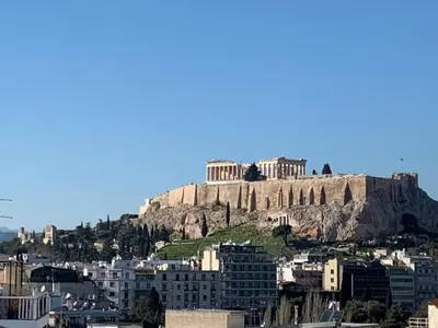 a view of the acropolis of athens from the city at Athens View Loft - 03 in Athens