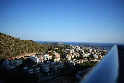 a view of a city from an airplane at Panorama Penthouse & Studios in Athens