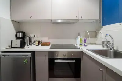 a small kitchen with a sink and a dishwasher at Oro's Stylish Kolonaki Flats Next to Metro & Museums in Athens