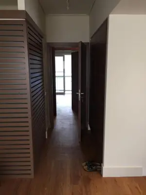 a hallway with wooden closets and a door to a room at Captains 2-Bedroom Suite in Athens Nea Smyrni in Athens
