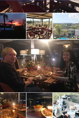 a collage of photos of people sitting at a table at Gallery Basement in Villa Vravrona in Markopoulo
