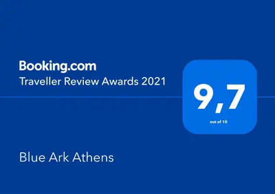 a blue box with the number on it at Blue Ark Athenian Nest in Athens