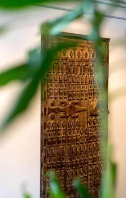 a wooden door with a carving on it at Comfort Stay Lofts in Athens