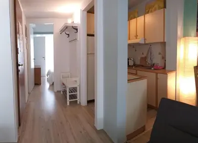 a room with a kitchen and a living room at Flat31 in Athens
