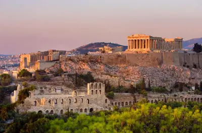 a view of the acropolis of athens from the city at By the Acropolis, In the heart of Plaka! in Athens