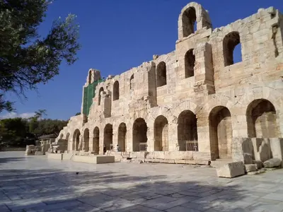 an amphitheatre in the side of a building at Star Parthenon Apartment in Athens