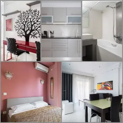 a collage of pictures of a bedroom and a bathroom at Glyfada Riviera Home in Athens