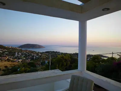 a view of the ocean from a house balcony at Seaview near Athens & Sounio in Anavissos