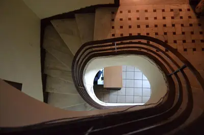 a view of a spiral staircase in a building at Argo Hotel in Athens