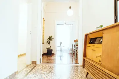 a living room with a couch and a table at we saw athens in Athens