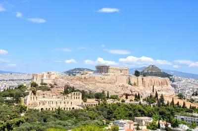 a view of the acropolis of athens from the acropolisasteryasteryastery at Cozy apartment in Acropolis with roof garden in Athens