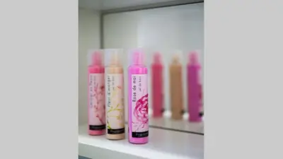 a shelf with a bunch of different colored cosmetics at Large 3 bedroom Apt with Terrace in Athens