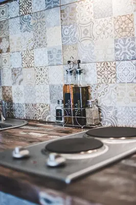a kitchen counter with two plates on a counter top at Dreamin Athens - Monastiraki Apartments in Athens